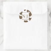 Sticker Rond Impression vache marron et blanc Country Western R (Sac)