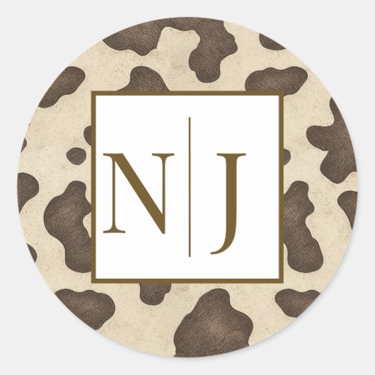 Sticker Rond Impression vache marron rustique western country f (Devant)