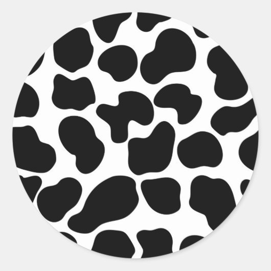 Sticker Rond Impression vache noir et blanc Ferme rustique (Devant)