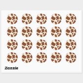 Sticker Rond Impression vache rose et marron (Feuille)