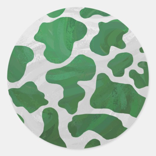 Sticker Rond Impression verte et blanche de vache (Devant)