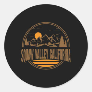 Sticker Rond Impression vintage de randonnée en montagne Squaw