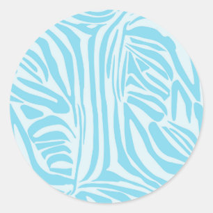 Sticker Rond Impression Zèbre Bleu Blanc Gras
