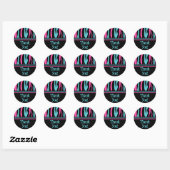Sticker Rond Impression zèbre mignon punk en rose chaud, noir e (Feuille)