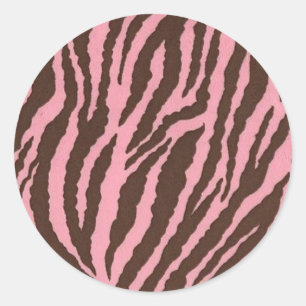 Sticker Rond Impression Zèbre rose