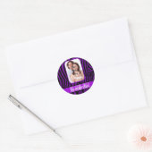 Sticker Rond Impression zèbre violet (Enveloppe)