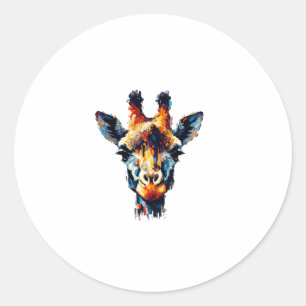 Sticker Rond Impressionnisme coloré Style Giraffe Amoureux des