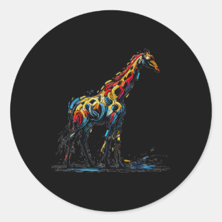 Sticker Rond Impressionnisme coloré Style Giraffe Amoureux des