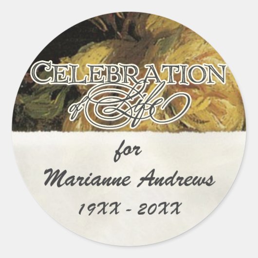 Sticker Rond Impressionniste Coral Jaune Rose 2 Service commémo (Devant)