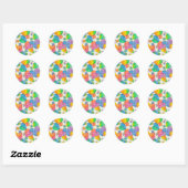 Sticker Rond Impressionniste Pastel Valentine Hearts (Feuille)