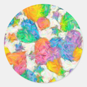 Sticker Rond Impressionniste Pastel Valentine Hearts