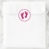 Sticker Rond Imprimantes de pied rose bébé fille (Sac)