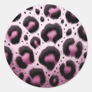 Sticker Rond Imprimé animalier à taches de fourrure léopard ros