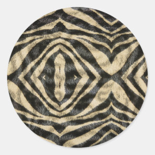 Sticker Rond Imprimé de fourrure de zèbre exotique tendance Imp