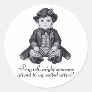 Sticker Rond Imprimé drôle de bébé garçon victorien Nurserie