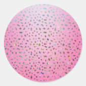 Sticker Rond Imprimé Guépard Rose Pailleté (Devant)