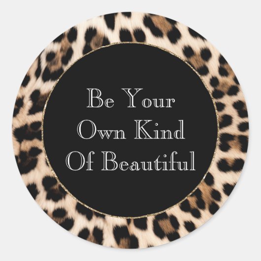 Sticker Rond Imprimé léopard marron crème noir  (Devant)