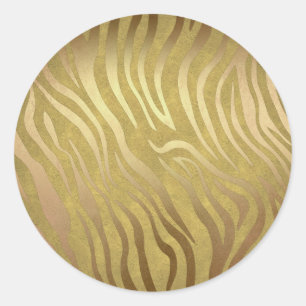 Sticker Rond Imprimé Zèbre Bronze Doré Glamour Safari Jungle