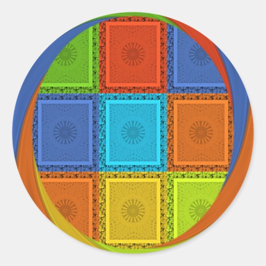 Sticker Rond Imprimer À damiers (Devant)