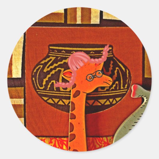 Sticker Rond Imprimer Casquette Giraffe (Devant)