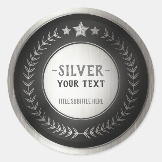 Sticker Rond IMPRIMER do-it-yourself MÉDAILLE Champion d'argent (Devant)
