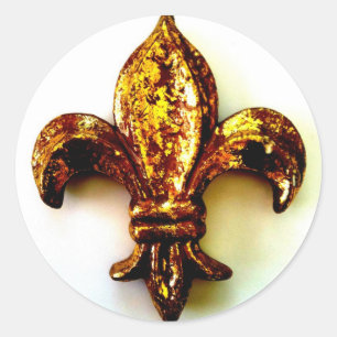 STICKER ROND IMPRIMER HAUT CONTRASTE GOLD FLEUR DE LIS