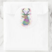 STICKER ROND IMPRIMER HIPSTER TRIBAL DEER EN COULEUR D'EAU (Sac)