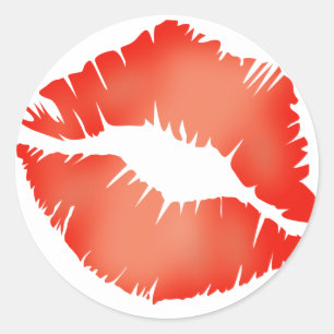 STICKER ROND IMPRIMER LIP 'KISS'