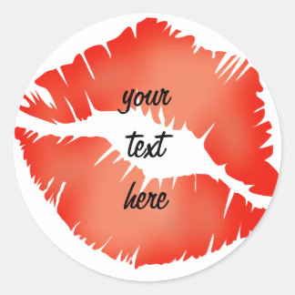 STICKER ROND IMPRIMER LIP 'KISS'