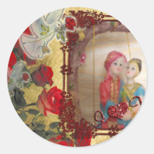 Sticker Rond Imprimer mariage Doll Portrait Graphique