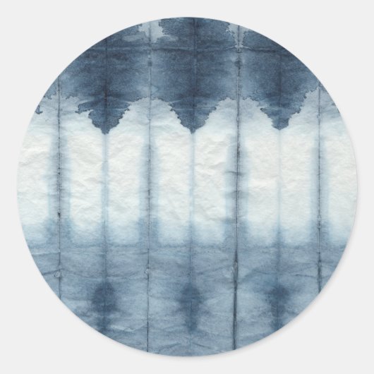 Sticker Rond Imprimer Shibori Indigio (Devant)