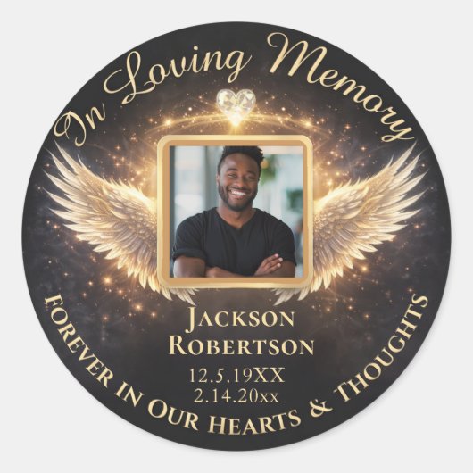 Sticker Rond In Loving Memory Custom Memorial (Devant)