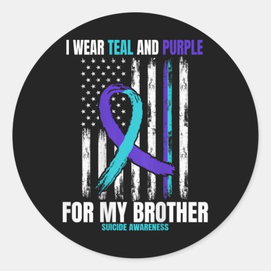 Sticker Rond In Memory Of Brother Suicide Awareness Flag Graphi (Devant)