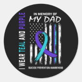 Sticker Rond In Memory Of Dad Suicide Awareness Prevention Amer (Devant)