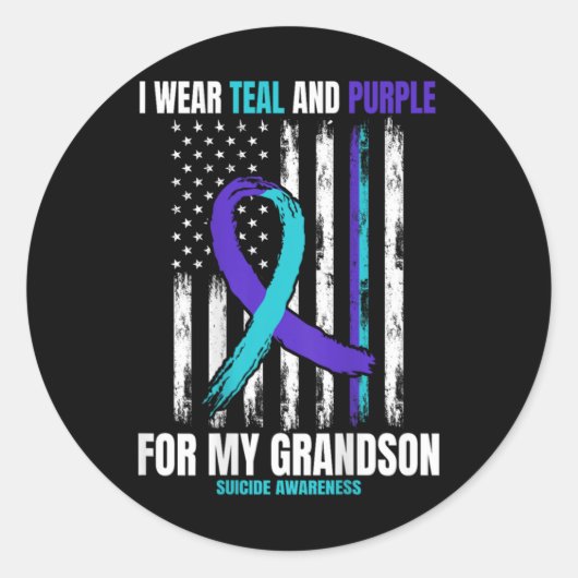 Sticker Rond In Memory Of My Grandson Suicide Awareness Flag Ba (Devant)