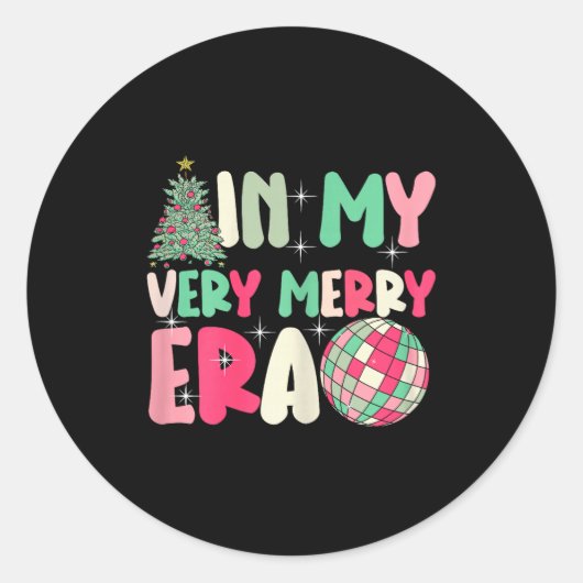 Sticker Rond In My Very Merry Era - Cute Groovy Xmas  (Devant)