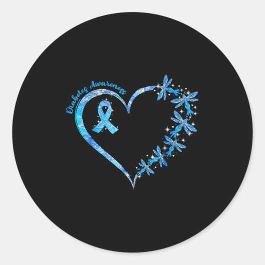 Sticker Rond In November We Wear Blue Diabetes Awareness Love (Devant)