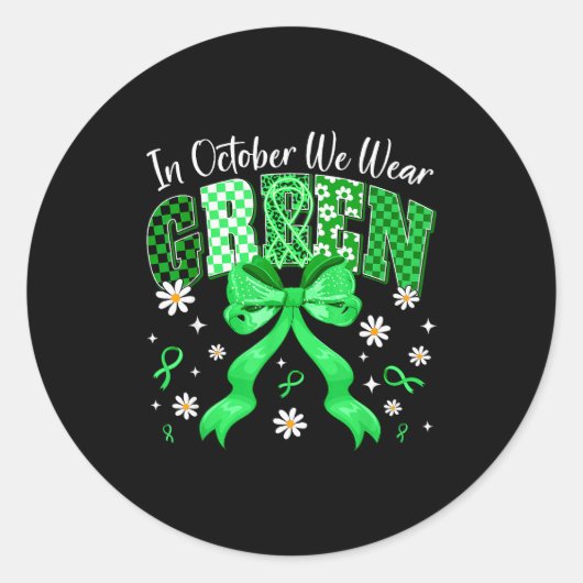 Sticker Rond In October We Wear Green For Dwarfism Awareness Gi (Devant)
