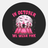 Sticker Rond In October We Wear Nk Witch Halloween Breast Cance (Devant)