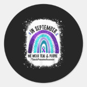 Sticker Rond In September We Wear Teal Purple Suicide Preventio (Devant)