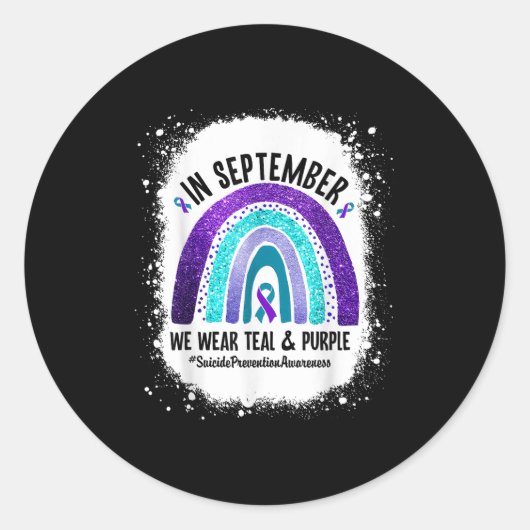 Sticker Rond In September We Wear Teal Purple Suicide Preventio (Devant)