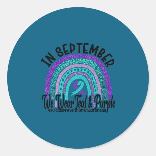 Sticker Rond In September Wear Teal And Purple Rainbow Suicide  (Devant)