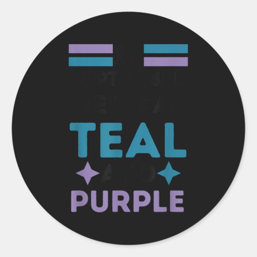 Sticker Rond In September Wear Teal Purple For Men And Women (Devant)