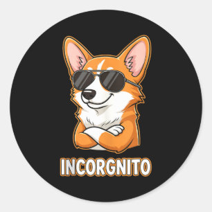 Sticker Rond Incognito Drôle Propriétaire De Chien Corgi Galloi