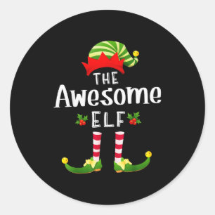 Sticker Rond Incroyable Elfe de Noël Combinaison de Pyjama X-ma