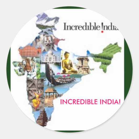 Sticker Rond incroyable inde, INCROYABLE INDE ! (Devant)