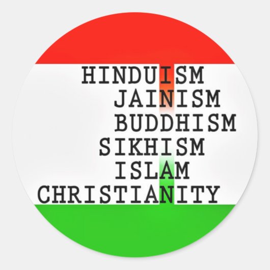 Sticker Rond Inde Identité Religions (Devant)