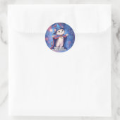 Sticker Rond Indépendance Meowgical - Magicien Patriotique Chat (Sac)