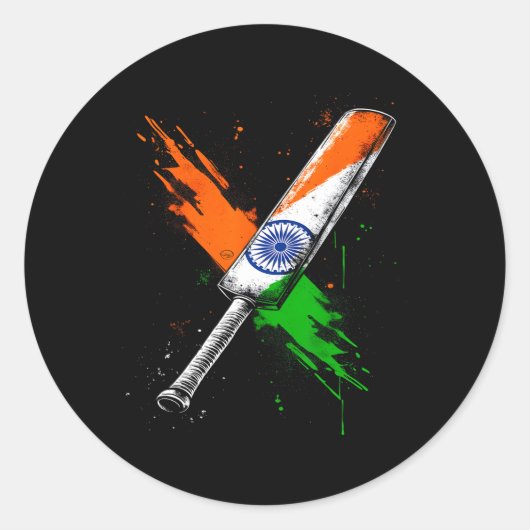Sticker Rond India Cricket T Cricket Warrior British Flag Crick (Devant)