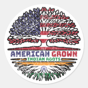 Sticker Rond Indian India US American États-Unis Tree